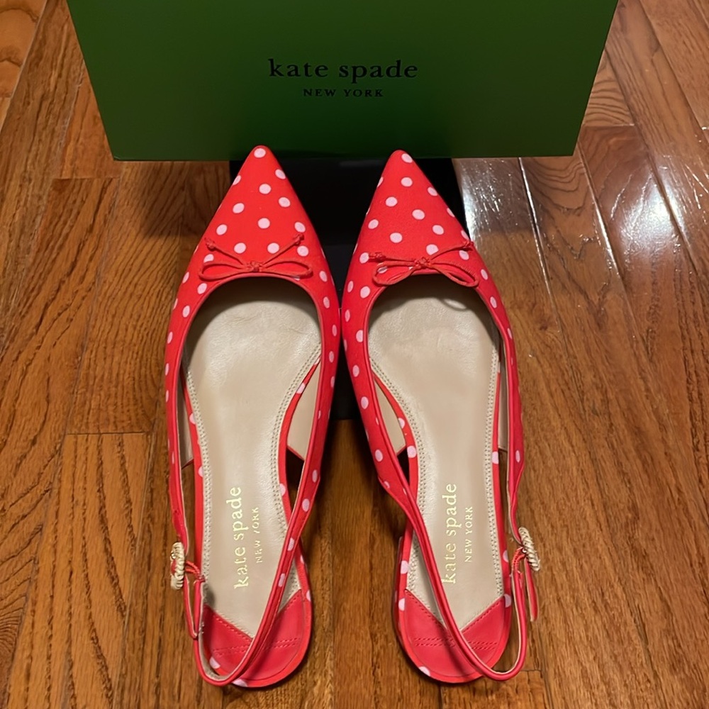 👠👠Kate Spade-VERONICA FLATS-Ponderosa Red/Fresh White Size: 10👠👠